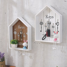 Load image into Gallery viewer, Home wall decoration handmade key wooden hook storage box multipurpose  keys hanging  for clothes  stand WJ111529
