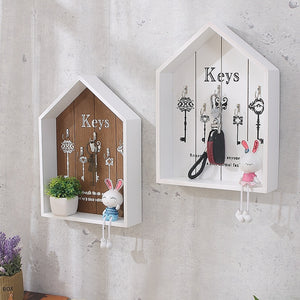 Home wall decoration handmade key wooden hook storage box multipurpose  keys hanging  for clothes  stand WJ111529