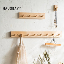 Load image into Gallery viewer, Nordic Style Solid Wood Hook Door Hanger Wall Hanging Rack Decorative Coat Key Storage Hooks Beech Wood
